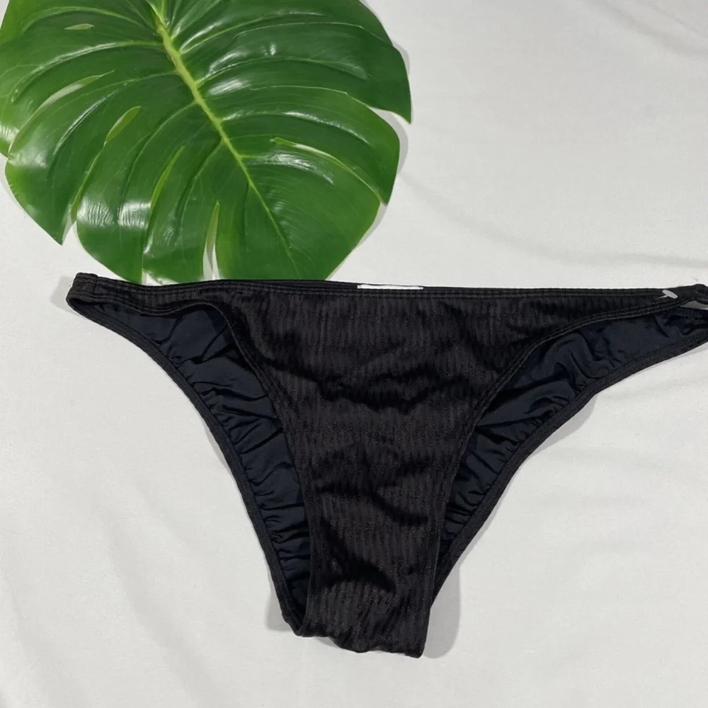 NEW Onia‎ [ Large ] Ashley Metallic Zigzag Bikini Bottom in Black